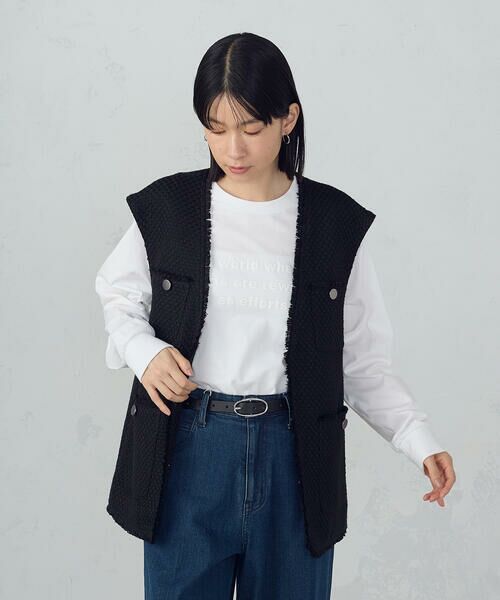 COMME CA ISM / コムサイズム ベスト | ファンシーツイード　ロングジレ | 詳細16