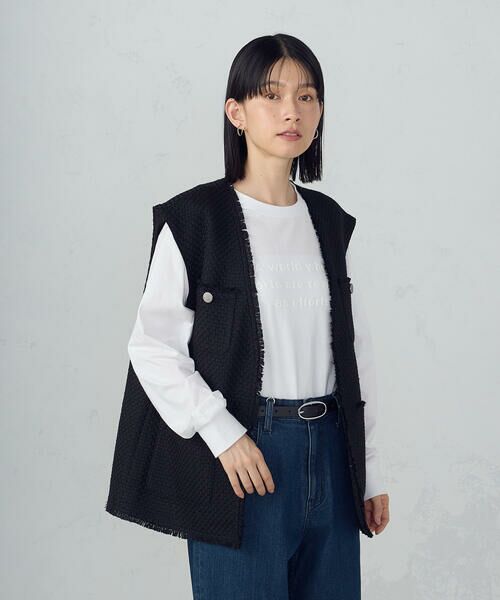 COMME CA ISM / コムサイズム ベスト | ファンシーツイード　ロングジレ | 詳細17