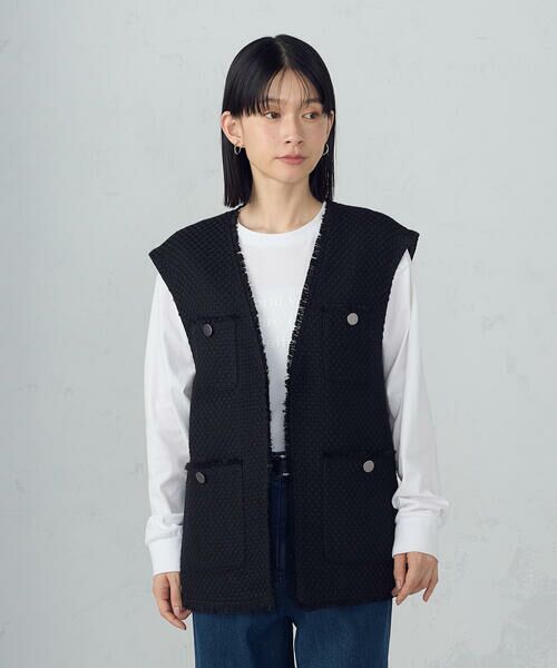 COMME CA ISM / コムサイズム ベスト | ファンシーツイード　ロングジレ | 詳細18