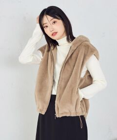 COMME CA ISM / コムサイズム ベスト | ラビット調　ファーフーデッドジレ