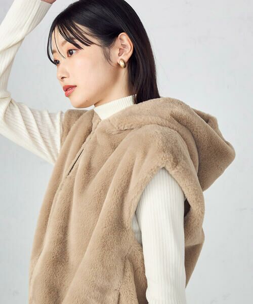 COMME CA ISM / コムサイズム ベスト | ラビット調　ファーフーデッドジレ | 詳細9