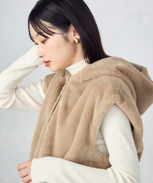 COMME CA ISM / コムサイズム ベスト | ラビット調　ファーフーデッドジレ | 詳細10