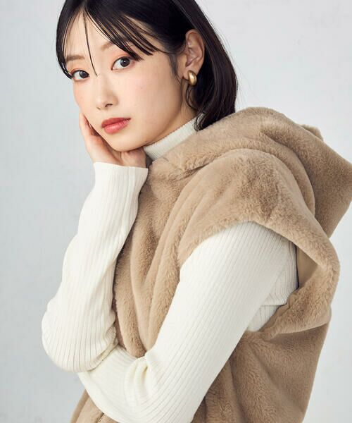 COMME CA ISM / コムサイズム ベスト | ラビット調　ファーフーデッドジレ | 詳細11