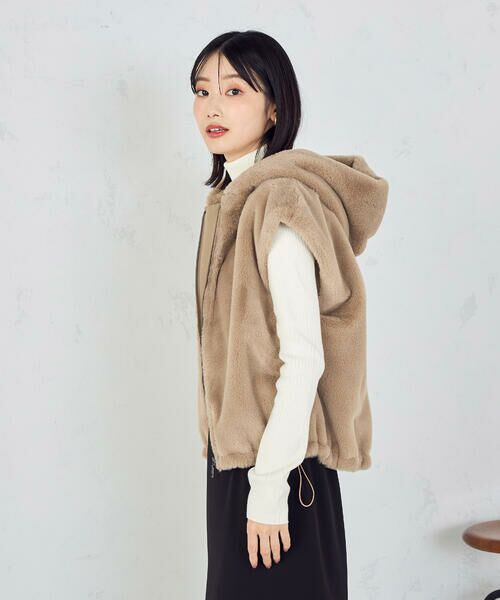 COMME CA ISM / コムサイズム ベスト | ラビット調　ファーフーデッドジレ | 詳細5