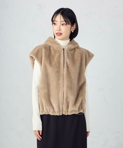 COMME CA ISM / コムサイズム ベスト | ラビット調　ファーフーデッドジレ | 詳細6