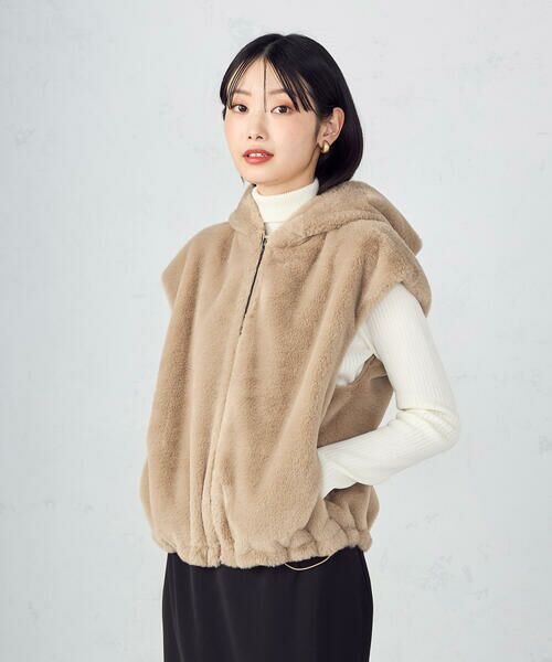 COMME CA ISM / コムサイズム ベスト | ラビット調　ファーフーデッドジレ | 詳細7