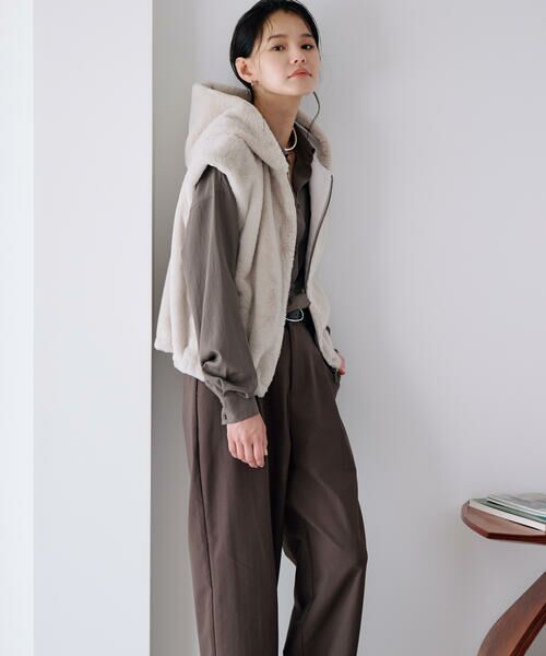 COMME CA ISM / コムサイズム ベスト | ラビット調　ファーフーデッドジレ | 詳細13