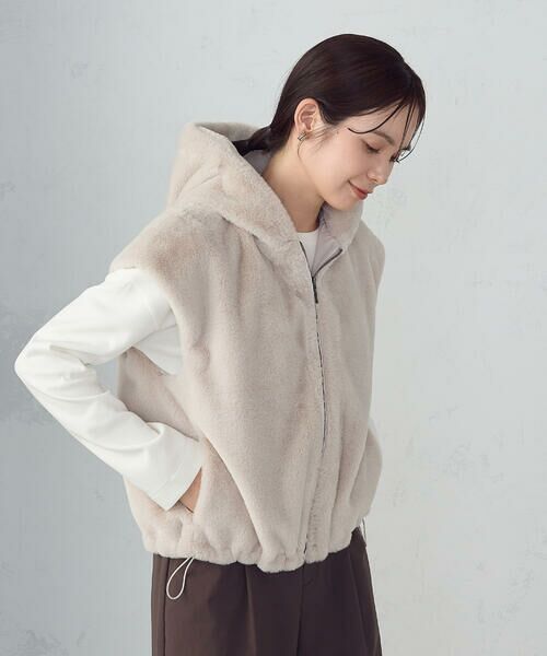 COMME CA ISM / コムサイズム ベスト | ラビット調　ファーフーデッドジレ | 詳細20