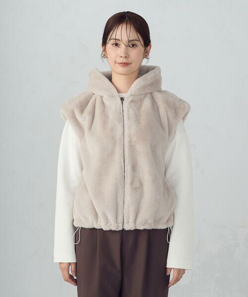 COMME CA ISM / コムサイズム ベスト | ラビット調　ファーフーデッドジレ | 詳細21