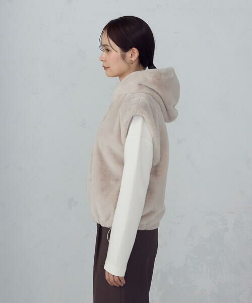 COMME CA ISM / コムサイズム ベスト | ラビット調　ファーフーデッドジレ | 詳細22