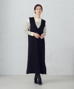 COMME CA ISM / コムサイズム ミニ丈・ひざ丈ワンピース | Ｖネック　ニットワンピース