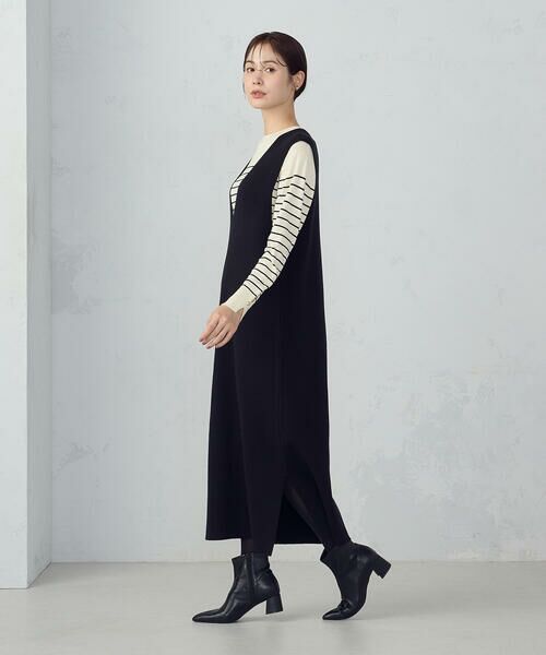 COMME CA ISM / コムサイズム ミニ丈・ひざ丈ワンピース | Ｖネック　ニットワンピース | 詳細4