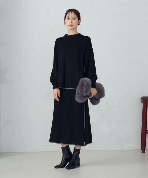 COMME CA ISM / コムサイズム ロング・マキシ丈スカート | ライン配色　ニットタイトスカート / セットアップ対応 | 詳細2