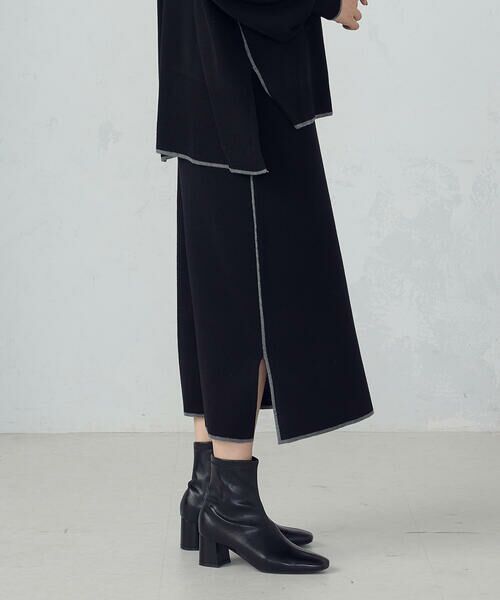 COMME CA ISM / コムサイズム ロング・マキシ丈スカート | ライン配色　ニットタイトスカート / セットアップ対応 | 詳細5