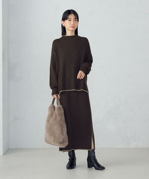 COMME CA ISM / コムサイズム ロング・マキシ丈スカート | ライン配色　ニットタイトスカート / セットアップ対応 | 詳細12