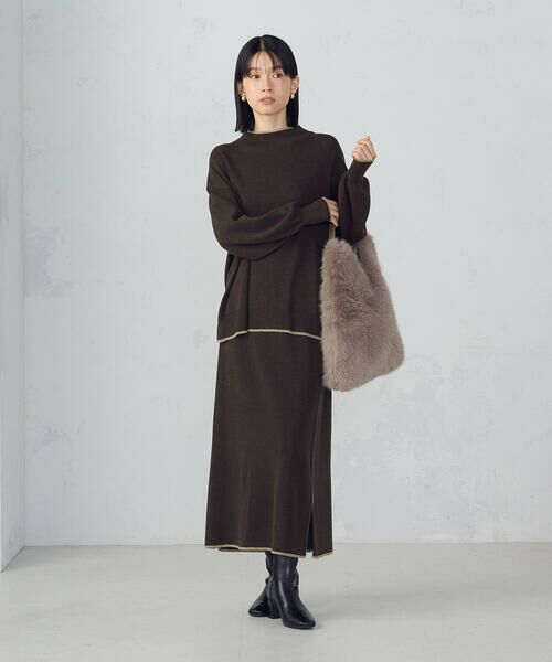 COMME CA ISM / コムサイズム ロング・マキシ丈スカート | ライン配色　ニットタイトスカート / セットアップ対応 | 詳細13