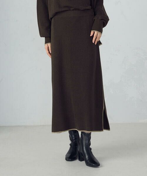 COMME CA ISM / コムサイズム ロング・マキシ丈スカート | ライン配色　ニットタイトスカート / セットアップ対応 | 詳細14