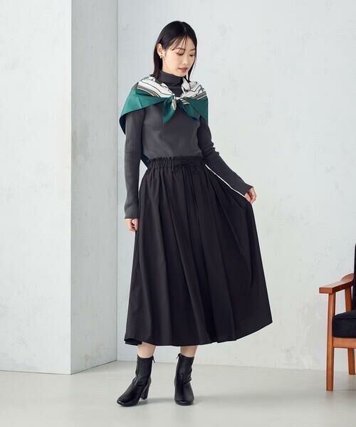 COMME CA ISM / コムサイズム ロング・マキシ丈スカート | ポリエステルタフタ　タックギャザーフレアスカート | 詳細1
