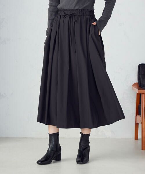 COMME CA ISM / コムサイズム ロング・マキシ丈スカート | ポリエステルタフタ　タックギャザーフレアスカート | 詳細4