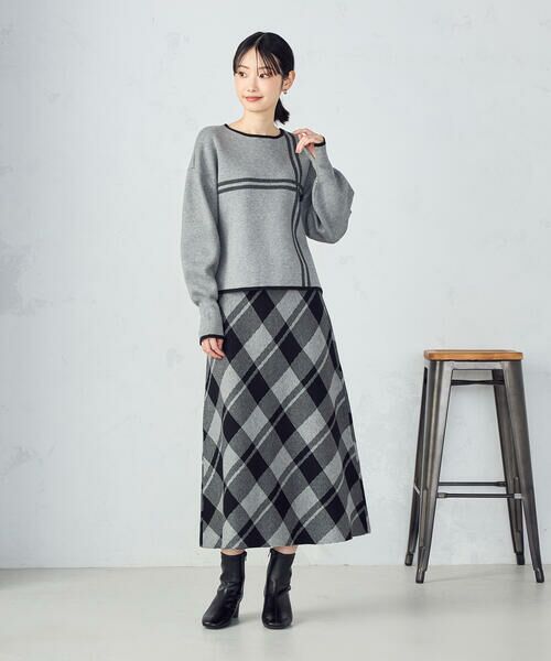 COMME CA ISM / コムサイズム ロング・マキシ丈スカート | チェック柄　ニットスカート / セットアップ対応 | 詳細1