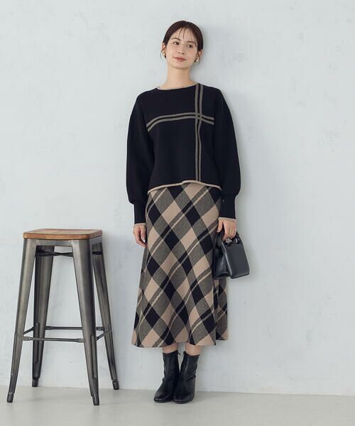 COMME CA ISM / コムサイズム ロング・マキシ丈スカート | チェック柄　ニットスカート / セットアップ対応 | 詳細13