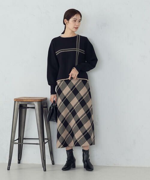 COMME CA ISM / コムサイズム ロング・マキシ丈スカート | チェック柄　ニットスカート / セットアップ対応 | 詳細14