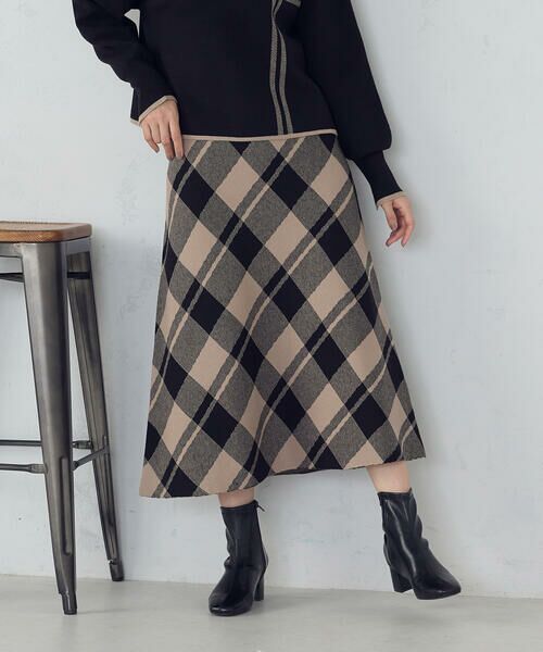 COMME CA ISM / コムサイズム ロング・マキシ丈スカート | チェック柄　ニットスカート / セットアップ対応 | 詳細16