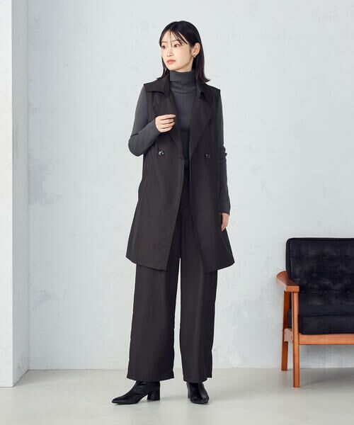 COMME CA ISM / コムサイズム その他パンツ | 【セットアップ対応】ポリエステルツイル　ワイドテーパードパンツ | 詳細1