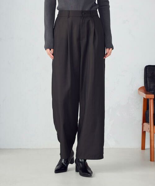 COMME CA ISM / コムサイズム その他パンツ | 【セットアップ対応】ポリエステルツイル　ワイドテーパードパンツ | 詳細3