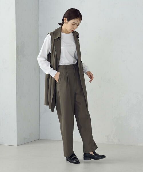 COMME CA ISM / コムサイズム その他パンツ | 【セットアップ対応】ポリエステルツイル　ワイドテーパードパンツ | 詳細6