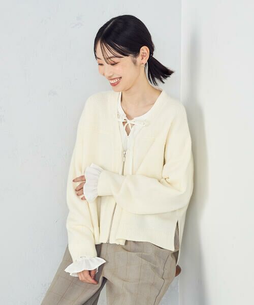 COMME CA ISM / コムサイズム カーディガン・ボレロ | 地柄 ジップカーディガン | 詳細6