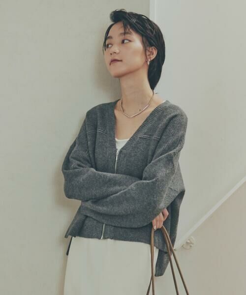 COMME CA ISM / コムサイズム カーディガン・ボレロ | 地柄 ジップカーディガン | 詳細9