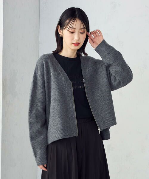 COMME CA ISM / コムサイズム カーディガン・ボレロ | 地柄 ジップカーディガン | 詳細13