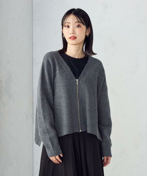 COMME CA ISM / コムサイズム カーディガン・ボレロ | 地柄 ジップカーディガン | 詳細16