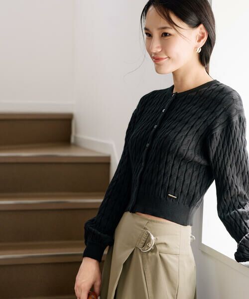 COMME CA ISM / コムサイズム カーディガン・ボレロ | ミニケーブル　クルーネックカーディガン | 詳細1