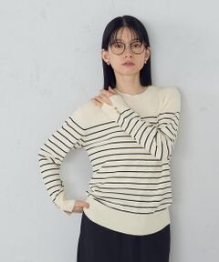 COMME CA ISM / コムサイズム ニット・セーター | 【ウォッシャブル】ベーシック　ボーダー袖ボタンニット