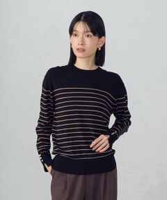 COMME CA ISM / コムサイズム ニット・セーター | 【ウォッシャブル】ベーシック　ボーダー袖ボタンニット