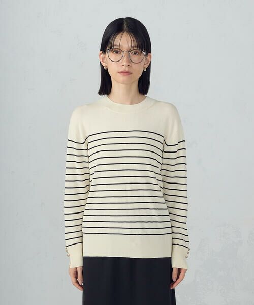 COMME CA ISM / コムサイズム ニット・セーター | 【ウォッシャブル】ベーシック　ボーダー袖ボタンニット | 詳細8