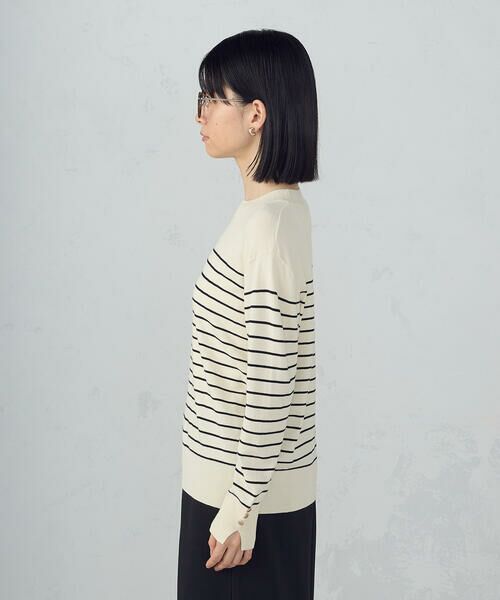 COMME CA ISM / コムサイズム ニット・セーター | 【ウォッシャブル】ベーシック　ボーダー袖ボタンニット | 詳細9