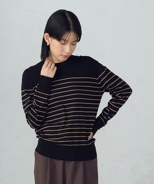 COMME CA ISM / コムサイズム ニット・セーター | 【ウォッシャブル】ベーシック　ボーダー袖ボタンニット | 詳細18