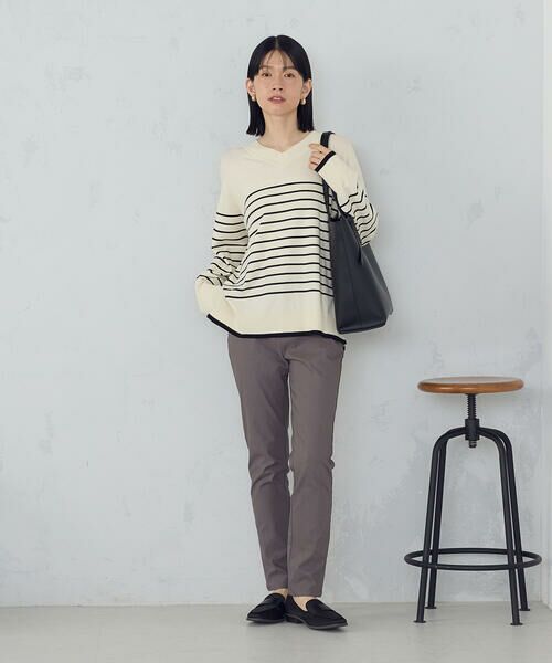 COMME CA ISM / コムサイズム ニット・セーター | 【ウォッシャブル】ベーシック　ボーダーＶネックオーバーサイズニット | 詳細1