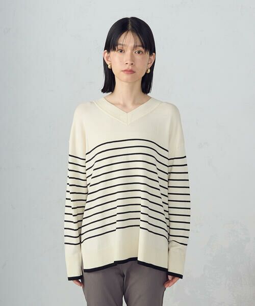 COMME CA ISM / コムサイズム ニット・セーター | 【ウォッシャブル】ベーシック　ボーダーＶネックオーバーサイズニット | 詳細5