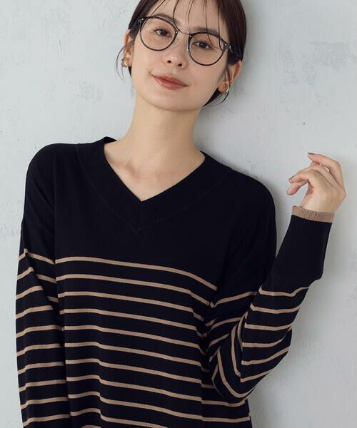 COMME CA ISM / コムサイズム ニット・セーター | 【ウォッシャブル】ベーシック　ボーダーＶネックオーバーサイズニット | 詳細17