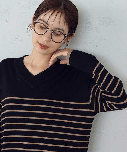 COMME CA ISM / コムサイズム ニット・セーター | 【ウォッシャブル】ベーシック　ボーダーＶネックオーバーサイズニット | 詳細18