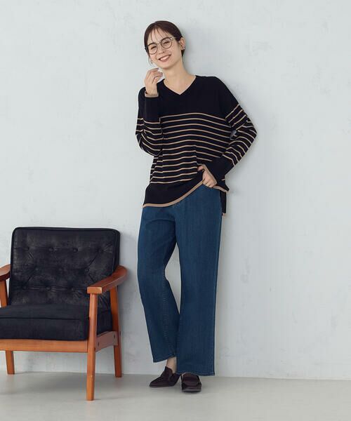 COMME CA ISM / コムサイズム ニット・セーター | 【ウォッシャブル】ベーシック　ボーダーＶネックオーバーサイズニット | 詳細12