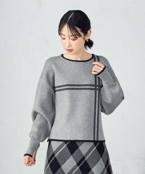 COMME CA ISM / コムサイズム ニット・セーター | チェック柄　袖口スリットニットプルオーバー / セットアップ対応 | 詳細3