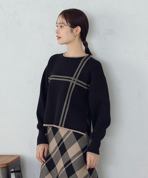 COMME CA ISM / コムサイズム ニット・セーター | チェック柄　袖口スリットニットプルオーバー / セットアップ対応 | 詳細8
