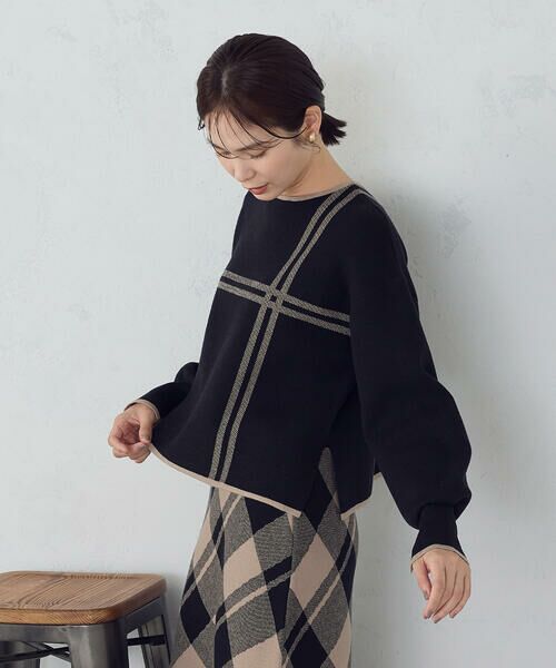 COMME CA ISM / コムサイズム ニット・セーター | チェック柄　袖口スリットニットプルオーバー / セットアップ対応 | 詳細9