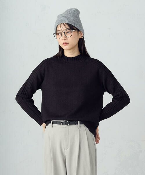 COMME CA ISM / コムサイズム ニット・セーター | 【ウォッシャブル】日本の色 ハイネックニット(真黒色(ブラック))