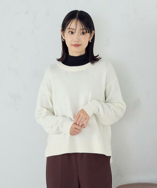 COMME CA ISM / コムサイズム ニット・セーター | 【ウォッシャブル】日本の色 クルーネックニット(灰白色(ホワイト))